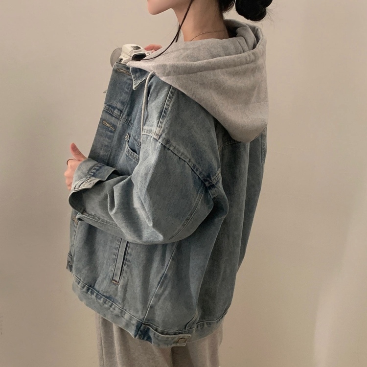 대디 오버핏 남녀공용 빅사이즈 후드 데님 청자켓 3color 연청