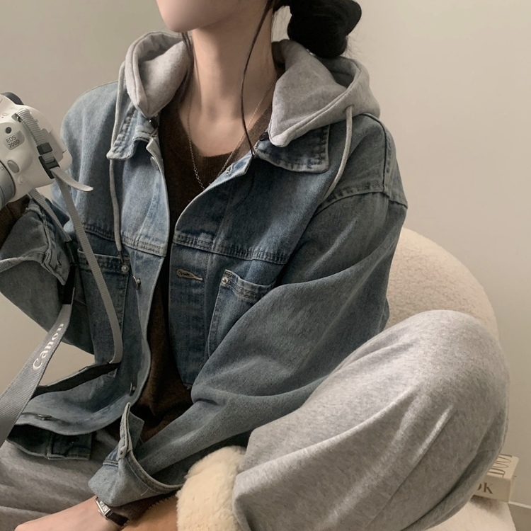 대디 오버핏 남녀공용 빅사이즈 후드 데님 청자켓 3color 연청