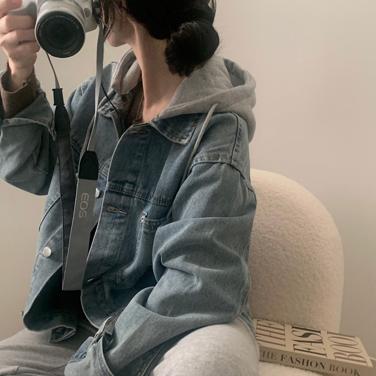 대디 오버핏 남녀공용 빅사이즈 후드 데님 청자켓 3color 연청