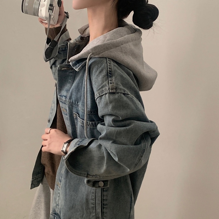 대디 오버핏 남녀공용 빅사이즈 후드 데님 청자켓 3color 연청