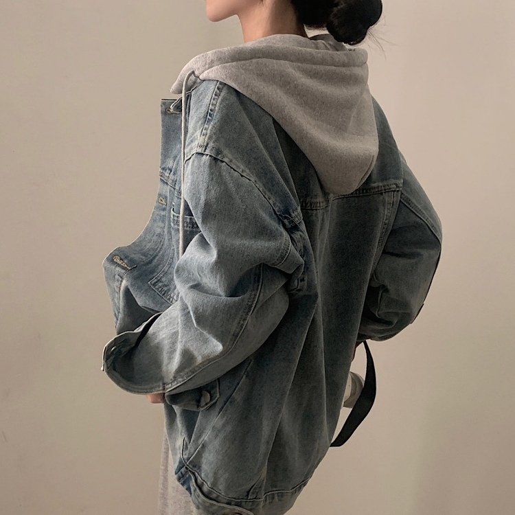 대디 오버핏 남녀공용 빅사이즈 후드 데님 청자켓 3color 연청