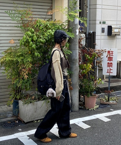 ストリングナイロンバケットバックパック5色 ブラック