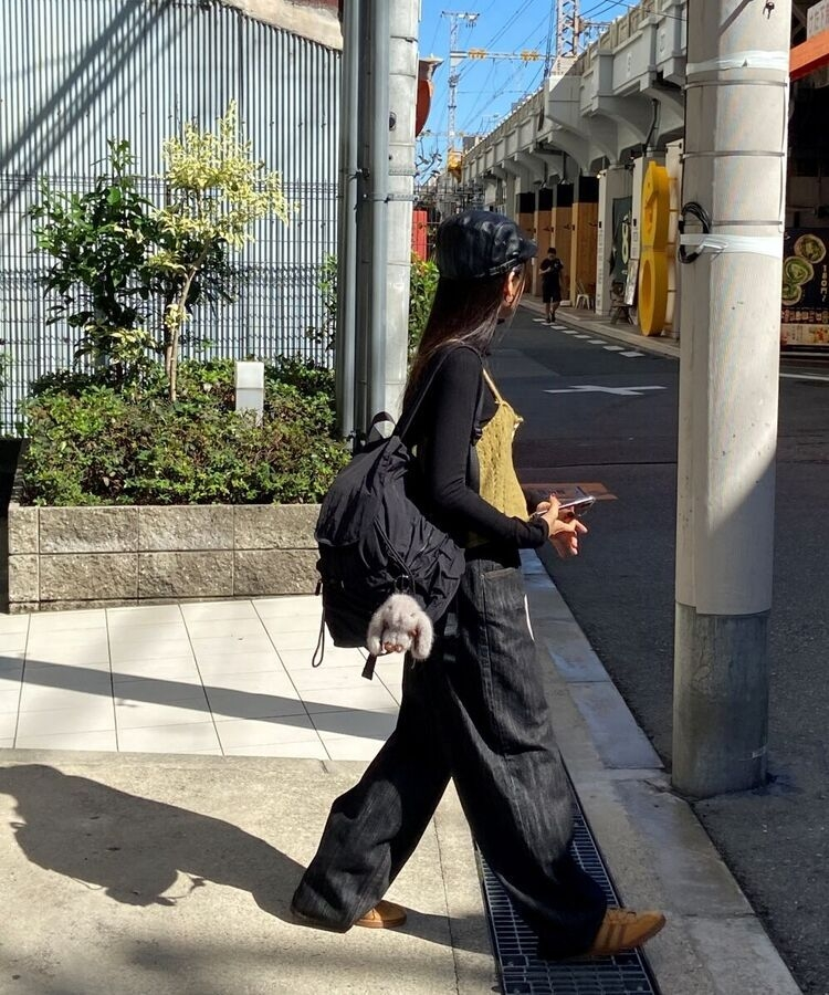 ストリングナイロンバケットバックパック5色 ブラック