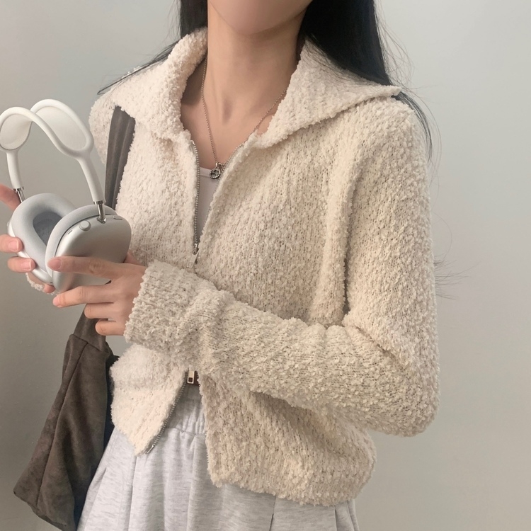 ジッパー付き ブラック・ホワイト 長袖セーター 楽天市場】【期間限定：5,480円→2,590円！】 ニット セーター