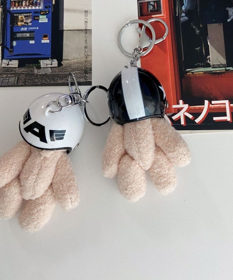 ファッション雑貨 ヘルメットベアのぬいぐるみキーリングキーホルダー