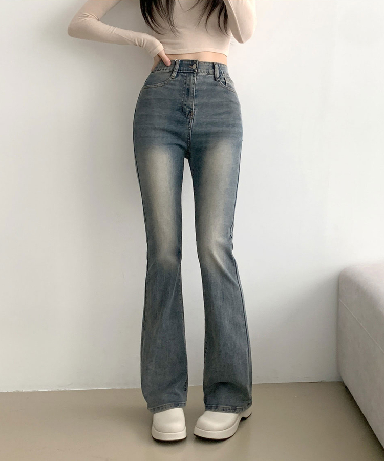 디서 히든밴딩 워싱 Y2K 부츠컷 데님팬츠 그레이쉬중청