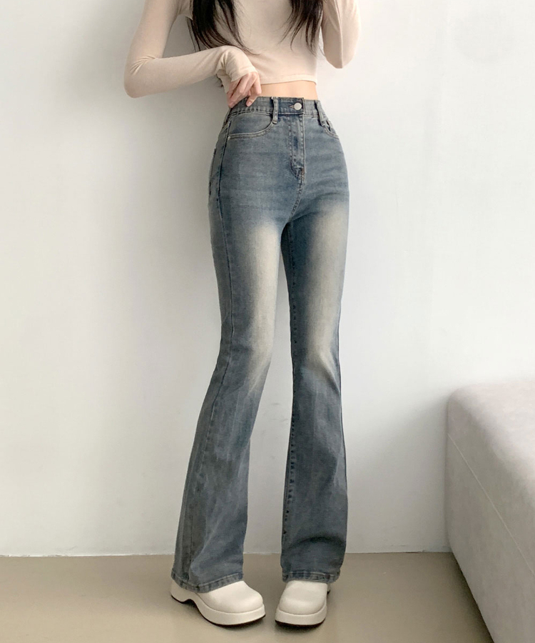 디서 히든밴딩 워싱 Y2K 부츠컷 데님팬츠 그레이쉬중청