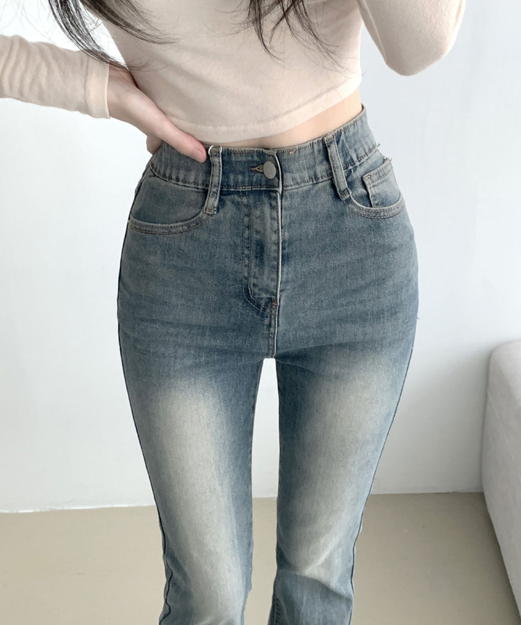 디서 히든밴딩 워싱 Y2K 부츠컷 데님팬츠 그레이쉬중청