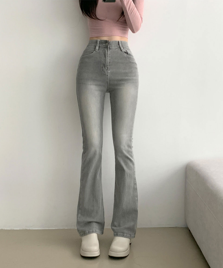 디서 히든밴딩 워싱 Y2K 부츠컷 데님팬츠 그레이