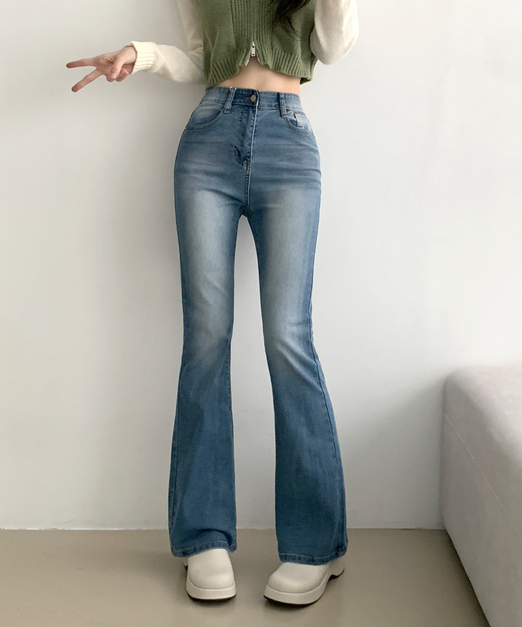 디서 히든밴딩 워싱 Y2K 부츠컷 데님팬츠 중청