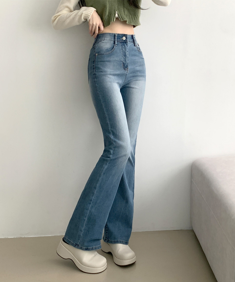 디서 히든밴딩 워싱 Y2K 부츠컷 데님팬츠 중청