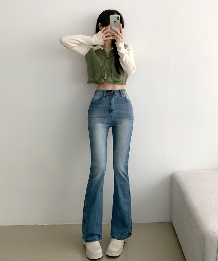 디서 히든밴딩 워싱 Y2K 부츠컷 데님팬츠 중청