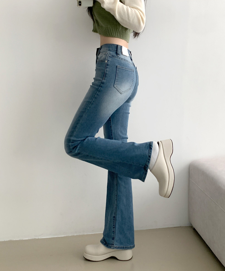 디서 히든밴딩 워싱 Y2K 부츠컷 데님팬츠 중청