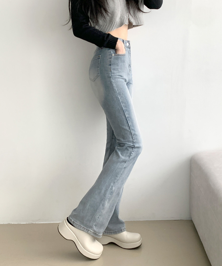 디서 히든밴딩 워싱 Y2K 부츠컷 데님팬츠 연청