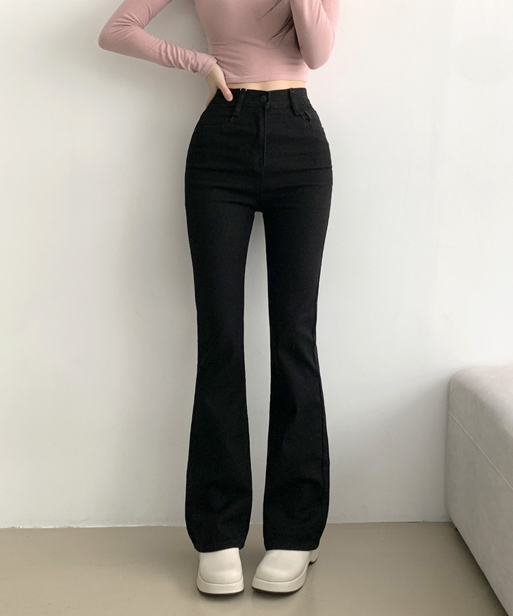 디서 히든밴딩 워싱 Y2K 부츠컷 데님팬츠 블랙