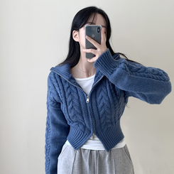 最終値下 ルネ ダブルジップ カーディガン 34 ブルー SHIPS（シップス） カーディガン SHIPS:「洗濯機可能」SOLOTEX(R