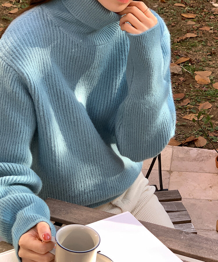 スマートカジュアルタートルネックウールリブニット6色｜ニット｜韓国