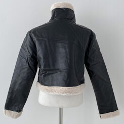 푸그니 크롭 밍크퍼 레더 라이더 무스탕 자켓