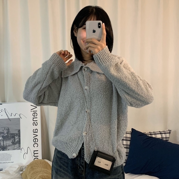 SGD17357 カラーネックブクルカーディガン カーディガン - EVENING