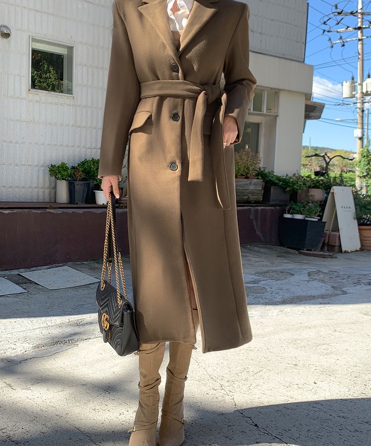 IENA ウールロングコート ウエストベルト付き IENA 黒 ロングコート ウエストベルト付き イエナ