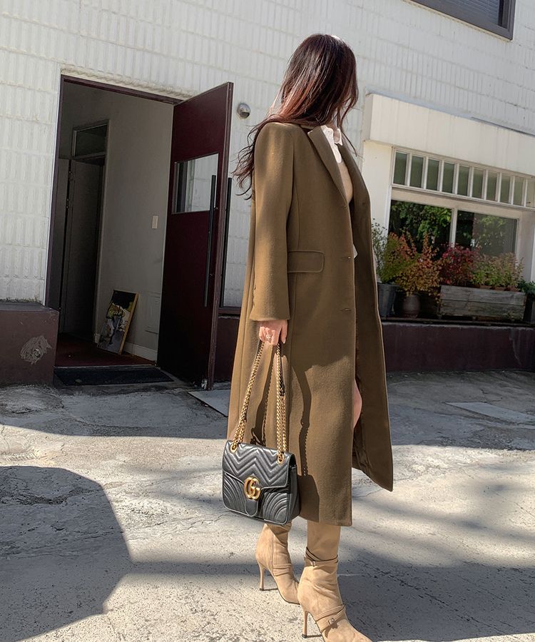 ウールベルテッドロングコート(ウール50%)｜コート｜韓国