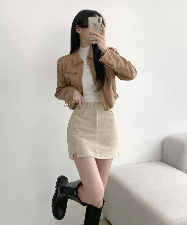 소나 밑트임 코듀로이 미니 스커트