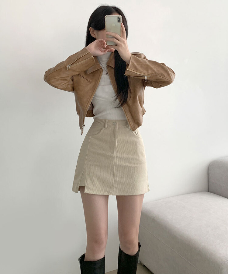 소나 밑트임 코듀로이 미니 스커트