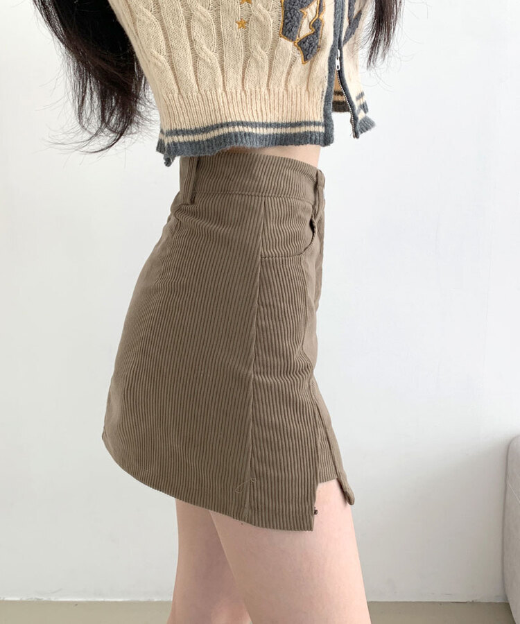소나 밑트임 코듀로이 미니 스커트