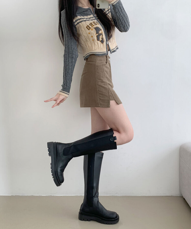 소나 밑트임 코듀로이 미니 스커트
