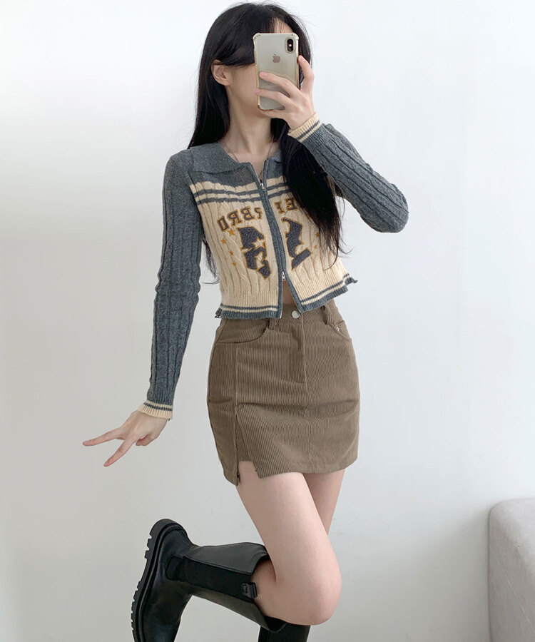 소나 밑트임 코듀로이 미니 스커트