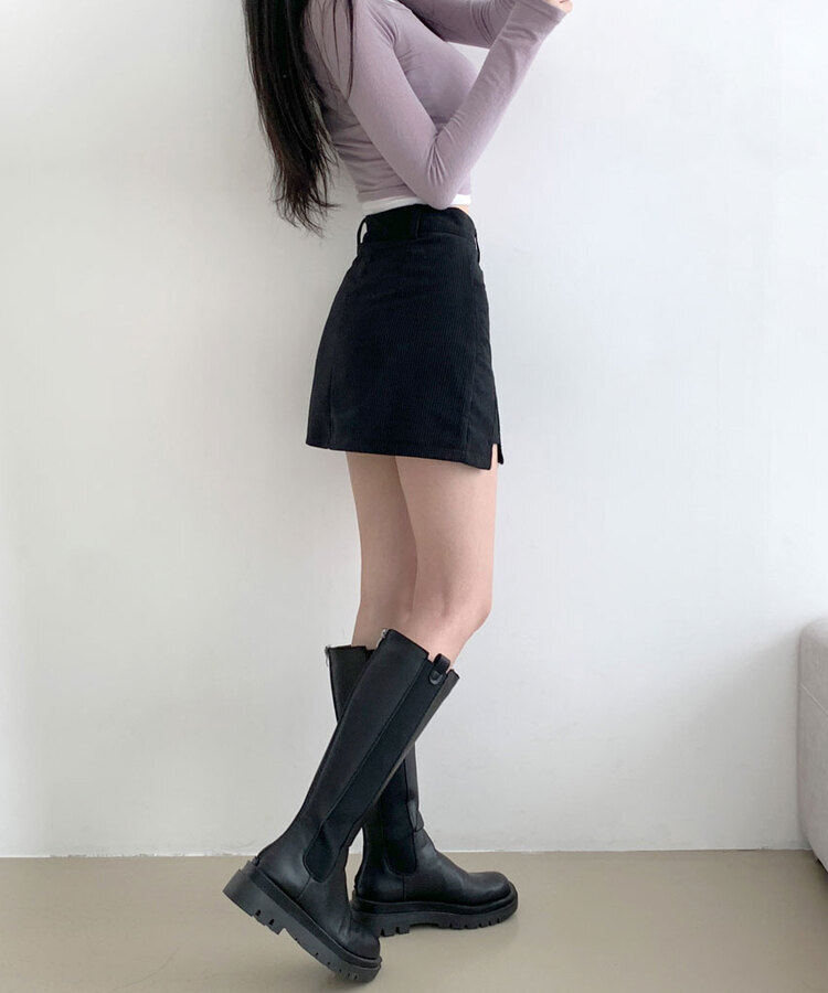 소나 밑트임 코듀로이 미니 스커트