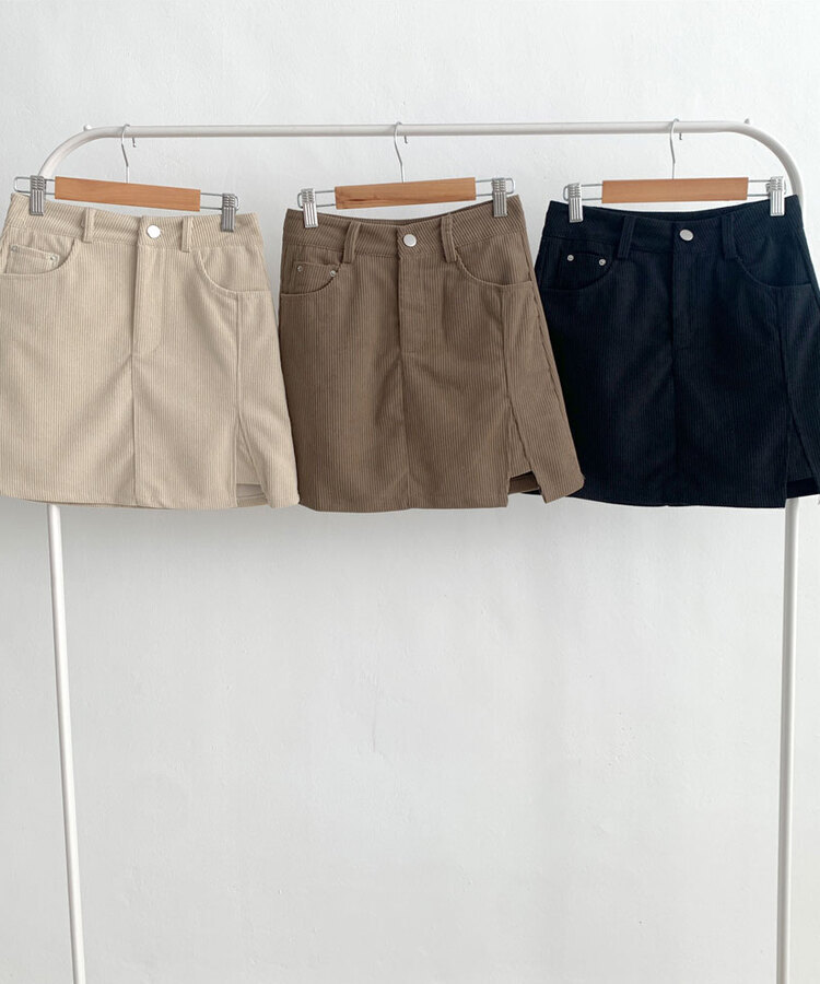 소나 밑트임 코듀로이 미니 스커트