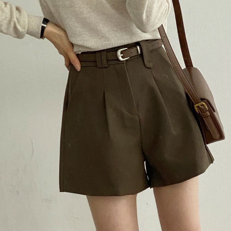 SET】ピンタックスラックスショートパンツ ベルト｜ショートパンツ