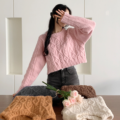 ケーブルクロップドニット｜ニット｜韓国ファッション通販 SONA