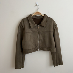 ショルダーパッドスエードクロップジップアップジャケット