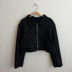 ショルダーパッドスエードクロップジップアップジャケット