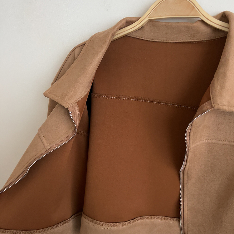 ショルダーパッドスエードクロップジップアップジャケット