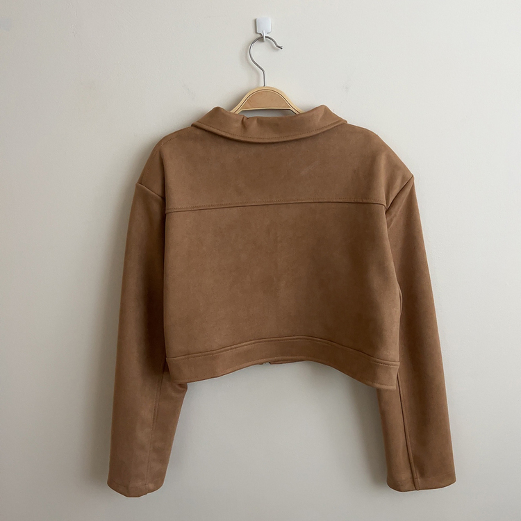 ショルダーパッドスエードクロップジップアップジャケット