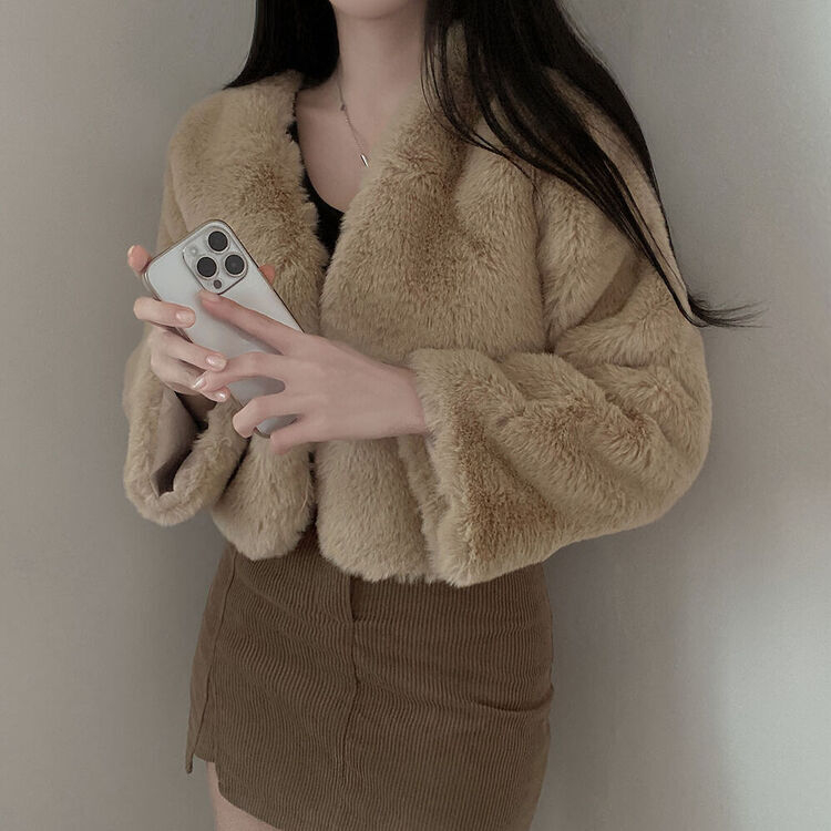 クロップフェイクファーショートジャケットコート5色｜ジャケット