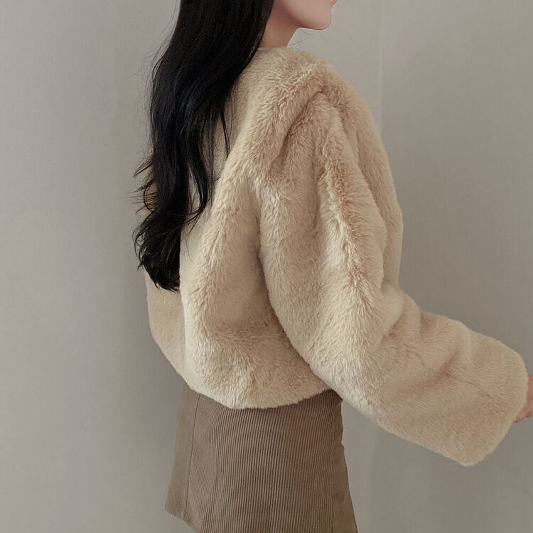 クロップフェイクファーショートジャケットコート5色｜ジャケット