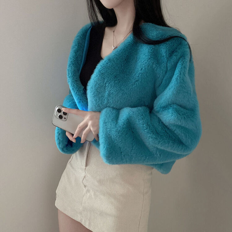 クロップフェイクファーショートジャケットコート5色｜ジャケット