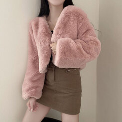 クロップフェイクファーショートジャケットコート5色|ジャケット クロップフェイクファーショートジャケットコート5色|ジャケット