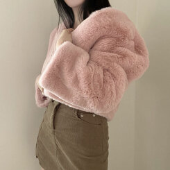 クロップフェイクファーショートジャケットコート5色