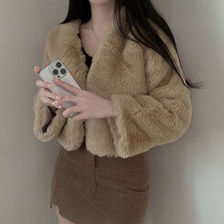 クロップフェイクファーショートジャケットコート5色｜ジャケット