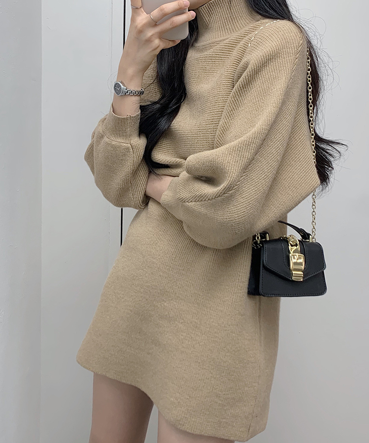 SET】ノースリーブニットミニワンピース ハイネックボレロ｜ミニ