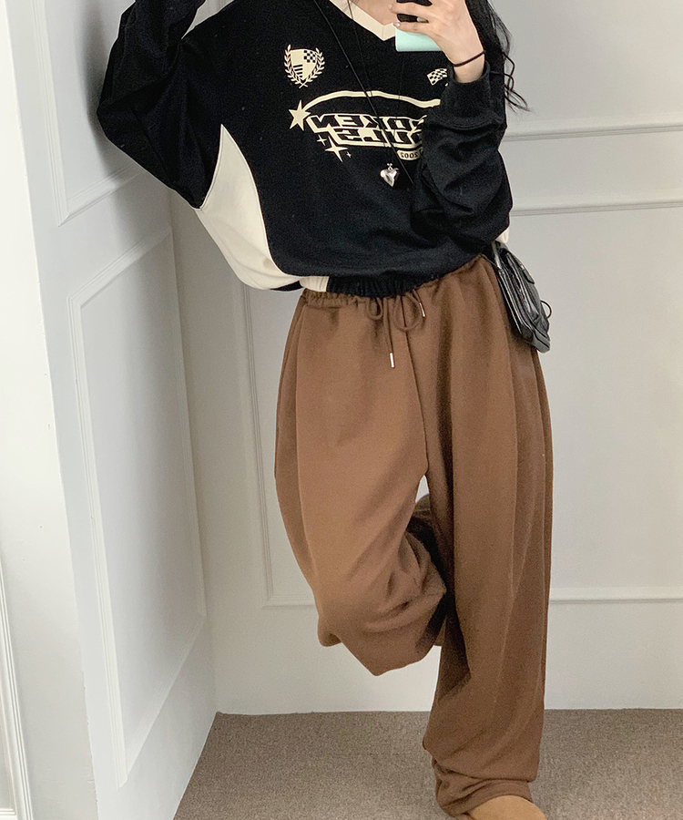 パンツ ym ピンタックスウェットワイドパンツ｜コットンパンツ｜韓国