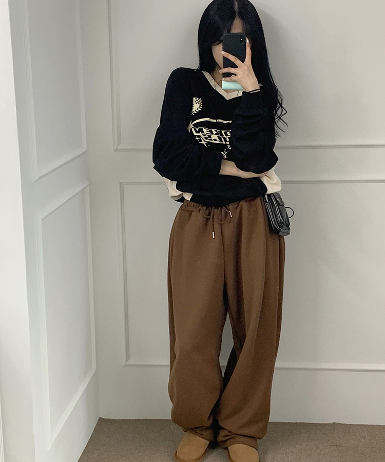 パンツ ym ピンタックスウェットワイドパンツ｜コットンパンツ｜韓国