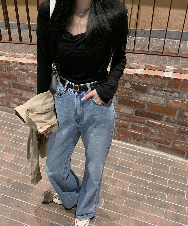 デニム セミブーツカットワイドデニムパンツ LIGHT DENIM