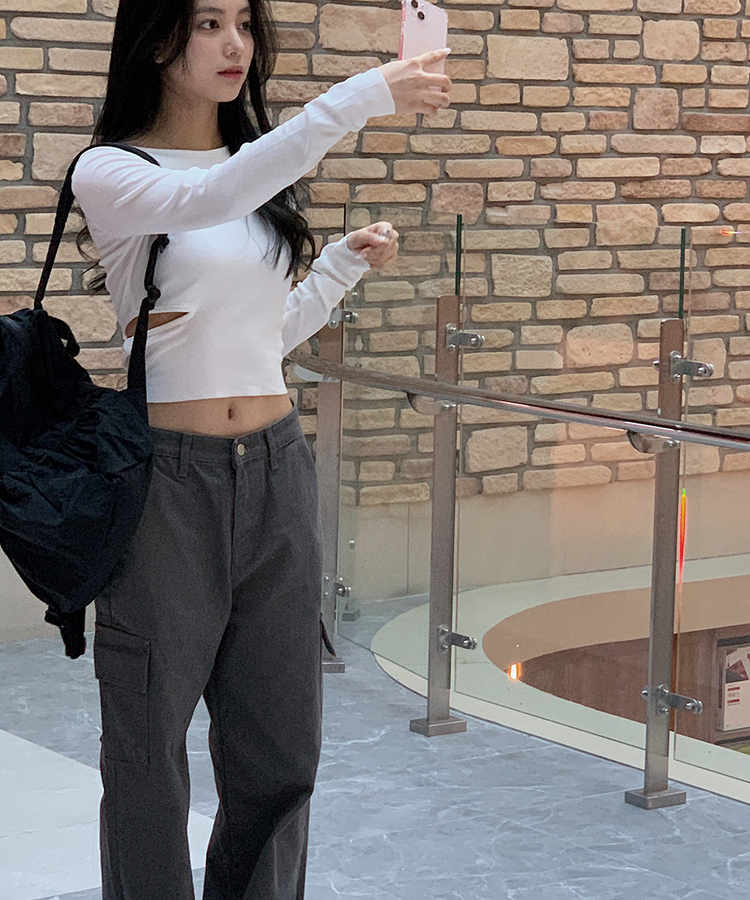 サルセーション カーゴパンツ　グレー　S 15 セール】ドロスト付きカーゴパンツ【低身長さん向けSサイズ展開