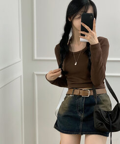 SET】ビンテージウォッシングデニムミニスカート ベルト｜ミニスカート